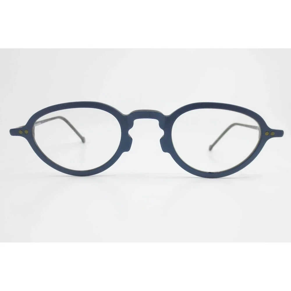 LA Eyeworks Sage 341M Matte Navy Blue Round Eyeglass Frames Los Angeles Designer